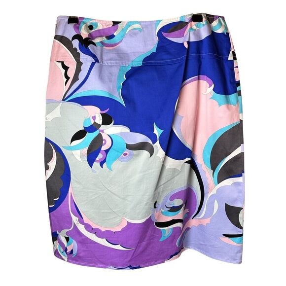 Emilio Pucci Dresses & Skirts - Emilio Pucci Y2K Pastel Knee Length Cotton Skirt Designer Abstract Groovy Italy